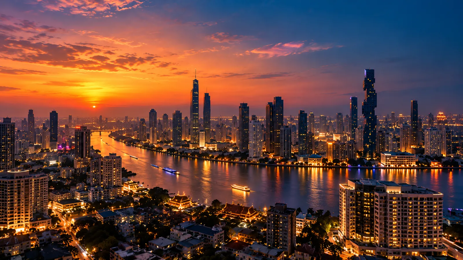 Bangkok skyline at dusk